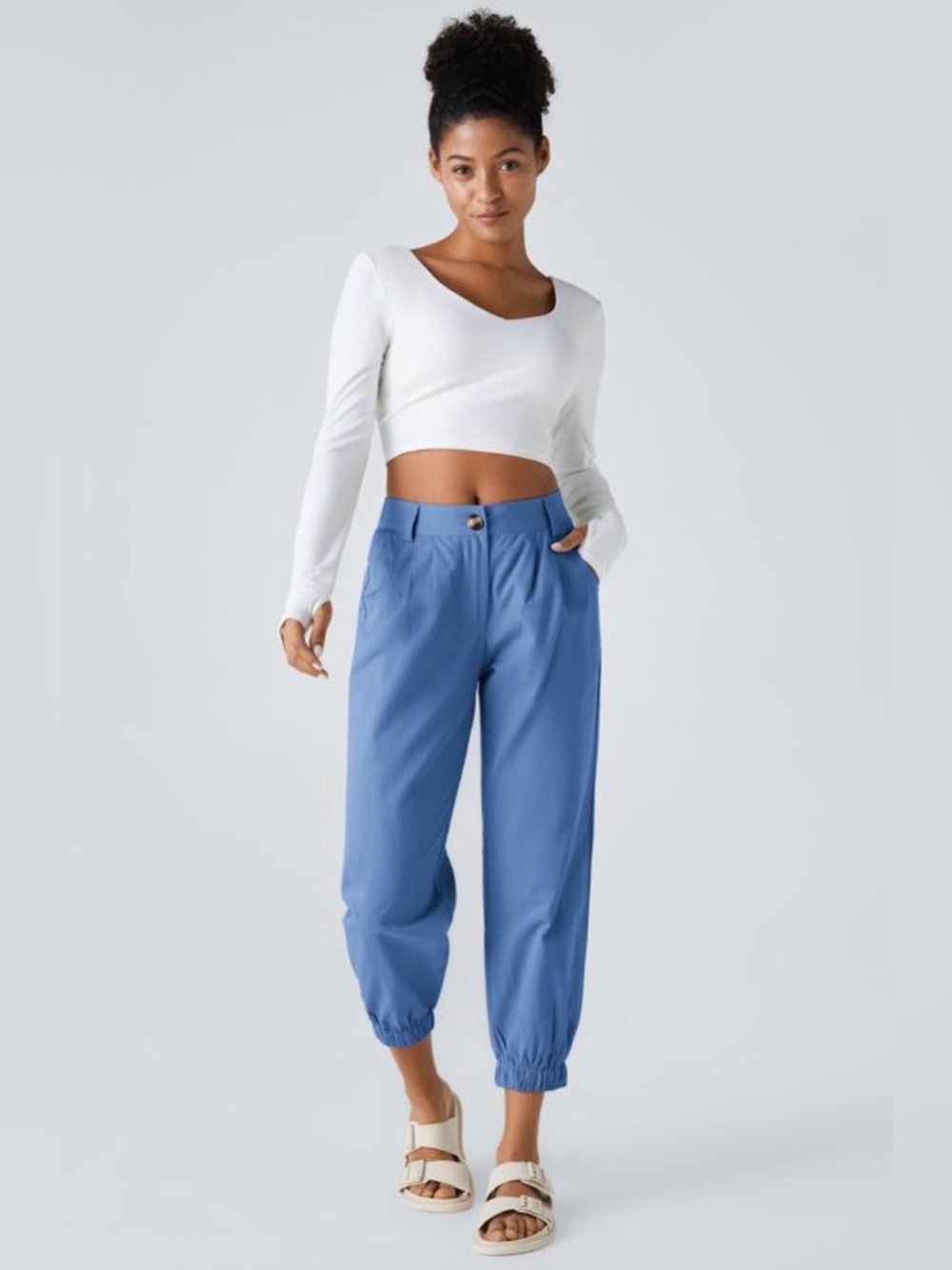 HALARA Sky Blue Cropped Jogger Pants